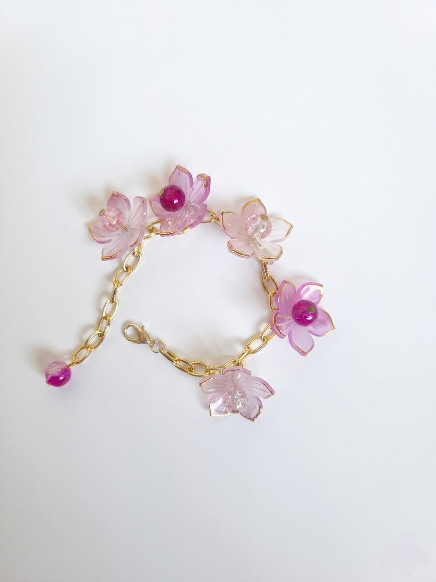 🌸 Dreamy Bloom Five-Flower Bracelet 🌸(Pink)
