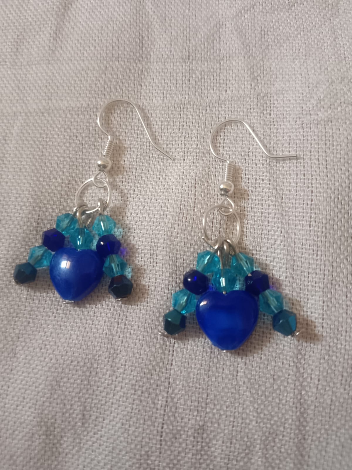 Glass Crystal Beaded Heart Dangle Earrings