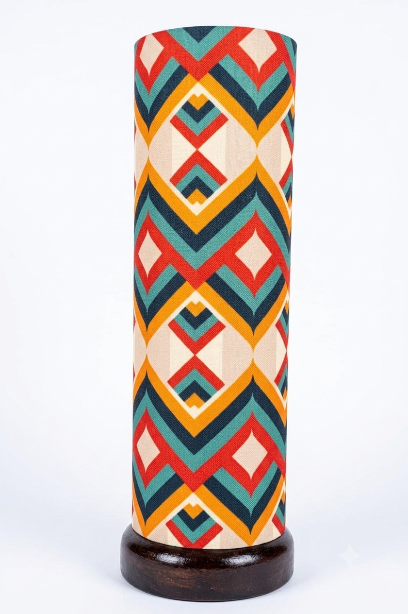 handcrafted lampshade made of polyester fabric and wooden base for home decor living room and bedside
