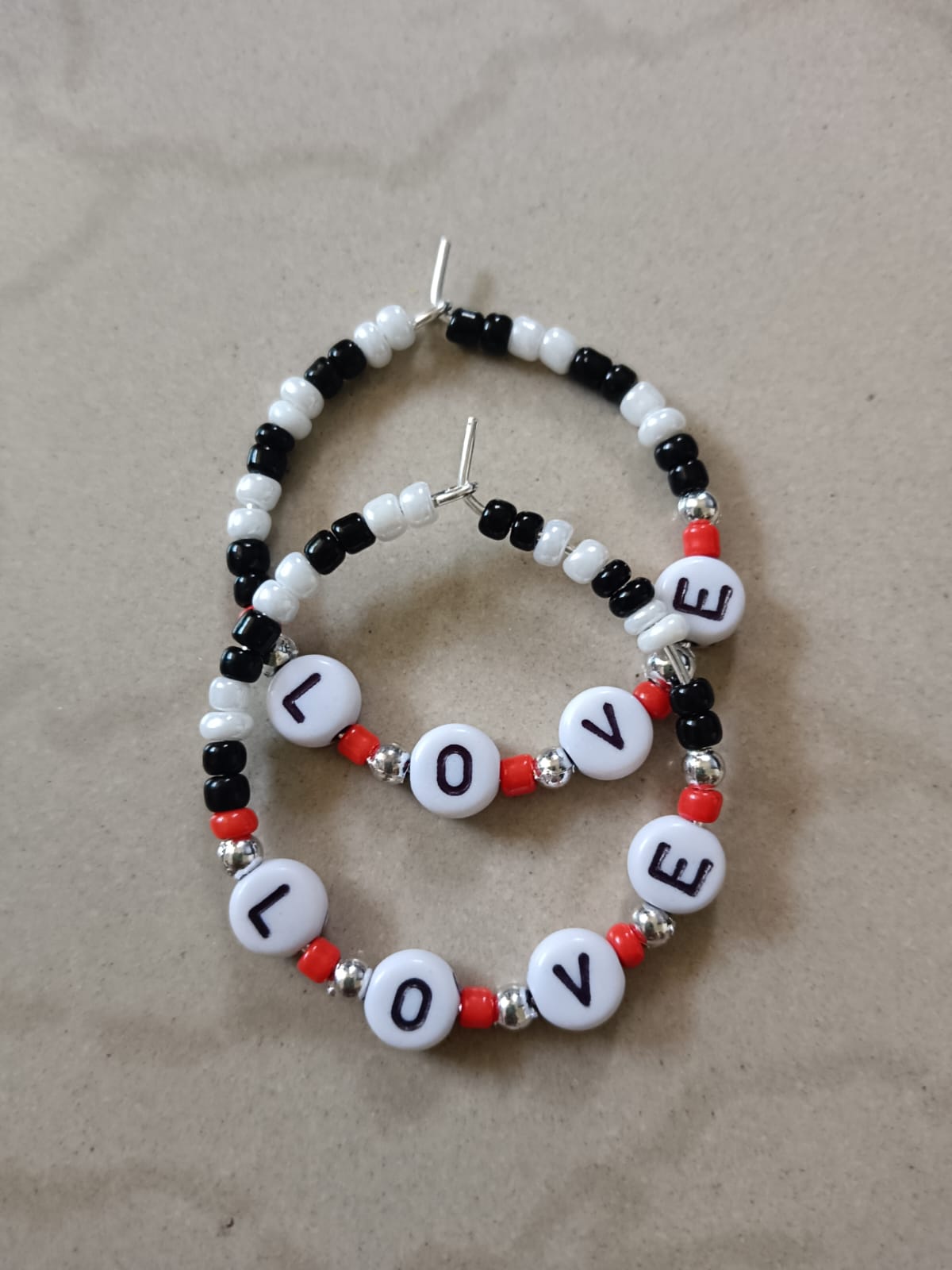 Handcrafted "LOVE" Beaded Statement Hoop Earrings