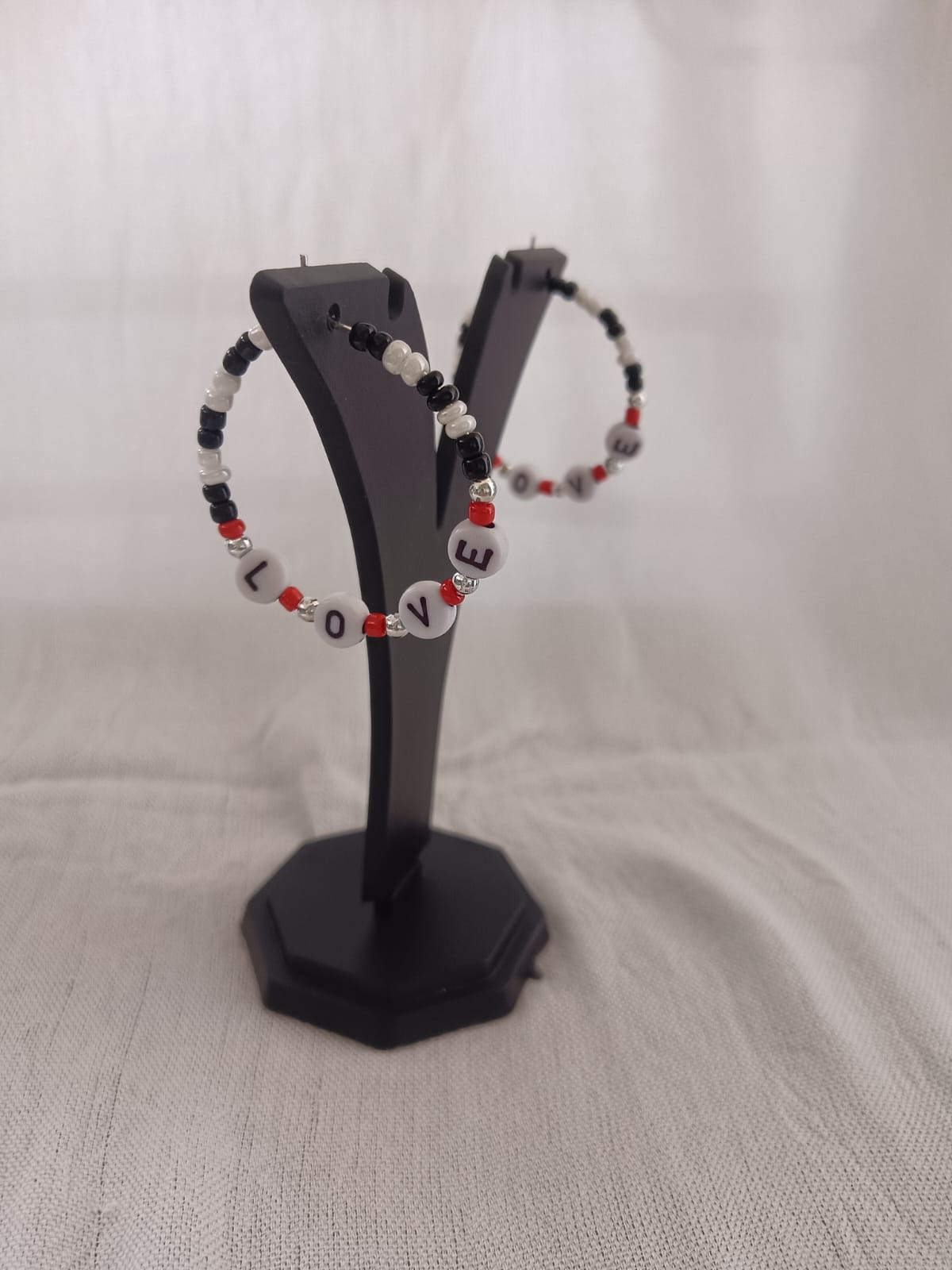 Handcrafted "LOVE" Beaded Statement Hoop Earrings