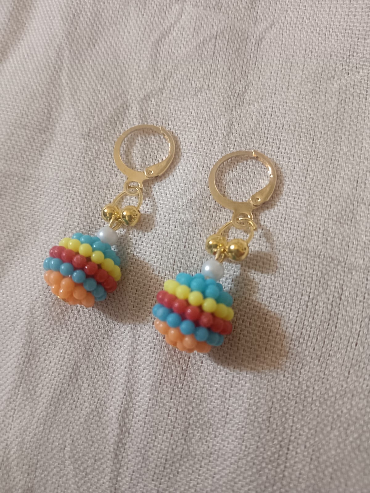 Handcrafted Rainbow Candy Beaded Ball Drop Earrings