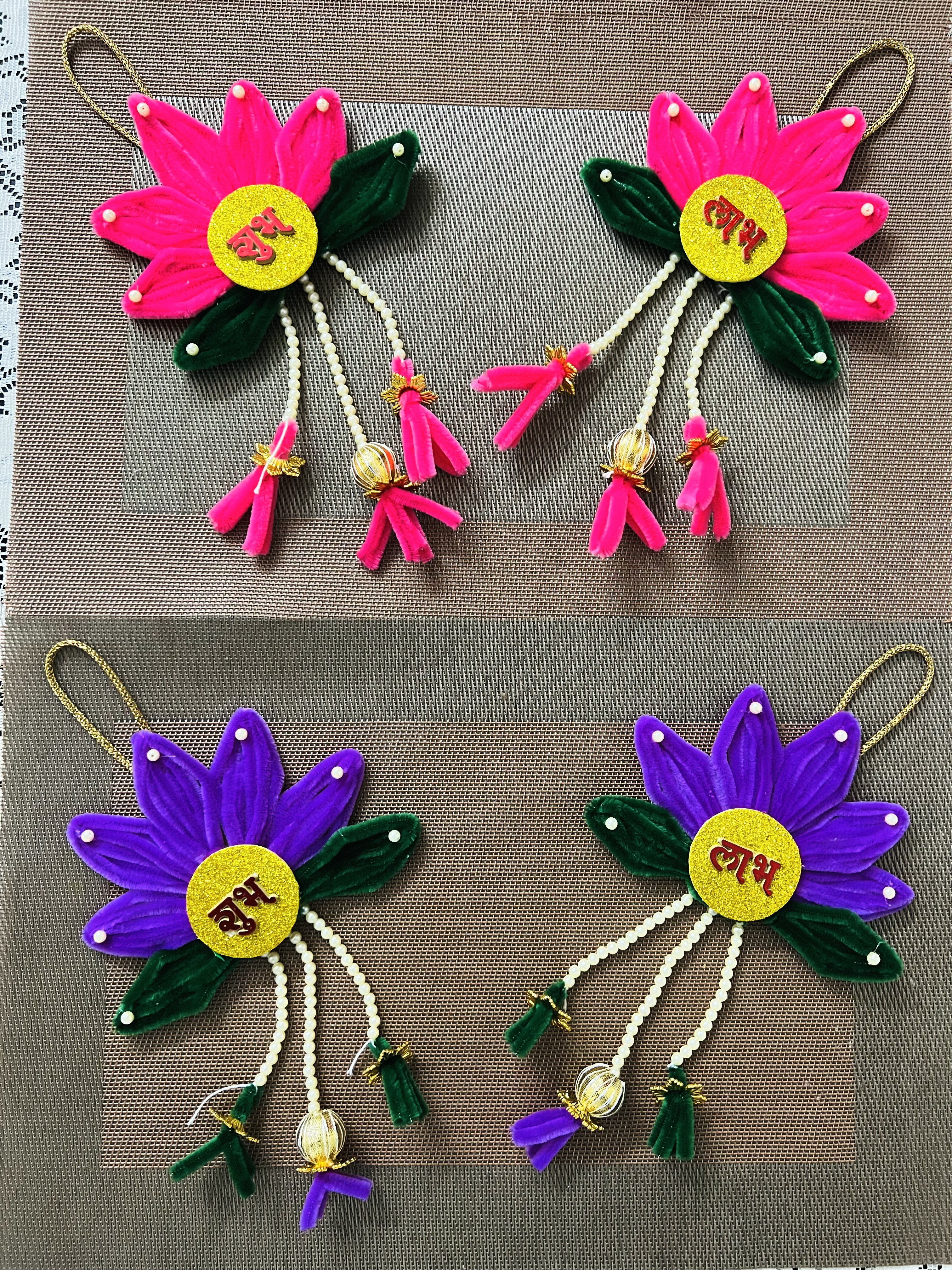 Handcrafted Shubh Labh Latkan For Diwali - Pipe Cleaner Chenille Art