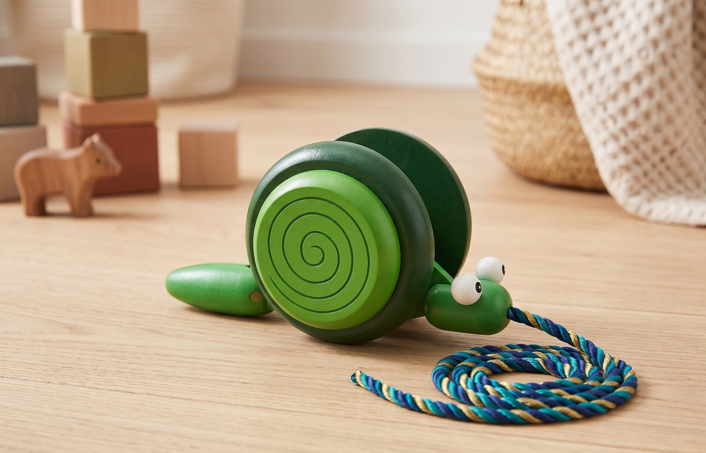 Handcrafted Wooden Pull-Along Snail - Pack of 2