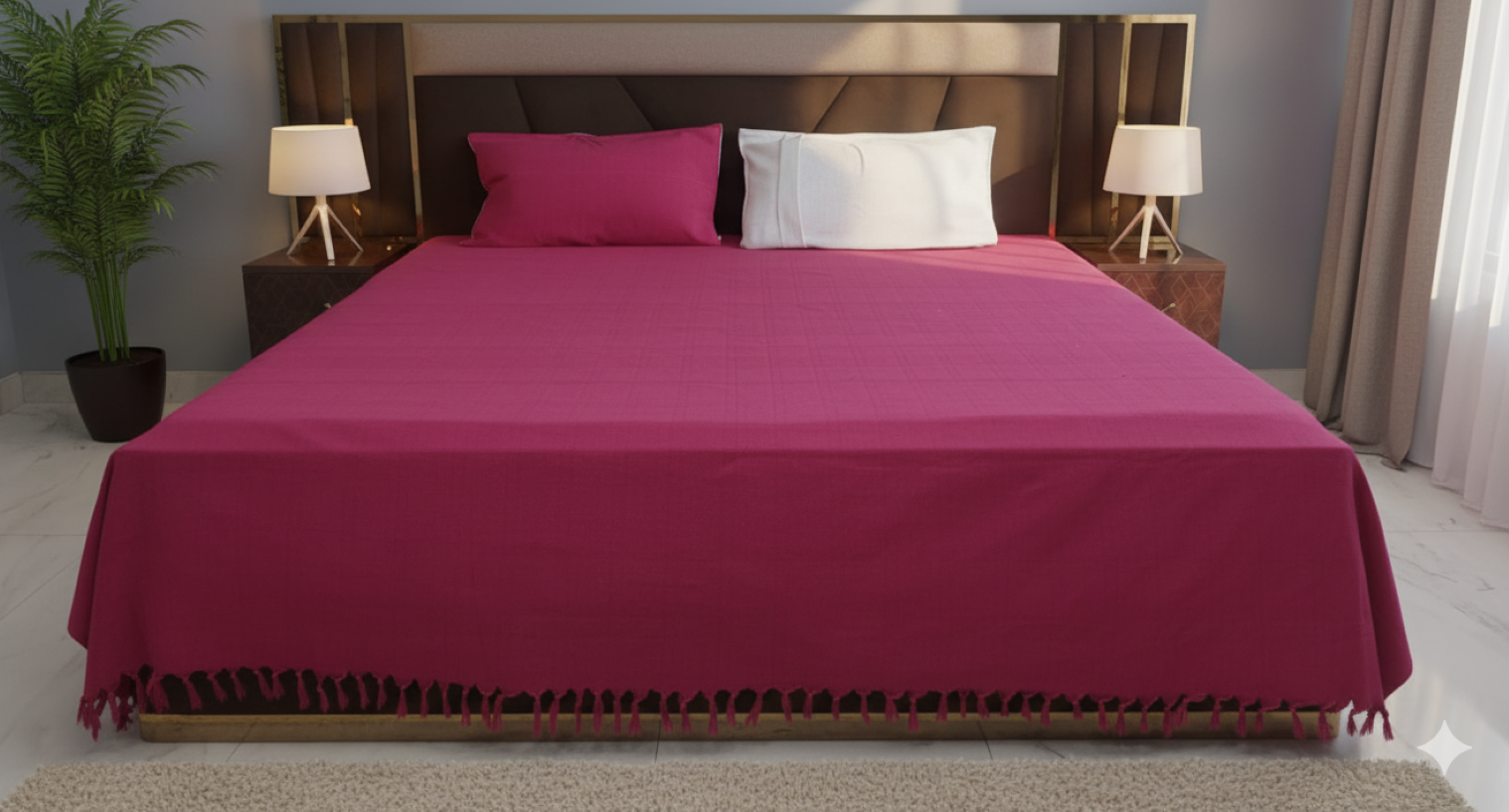 Handloom Double Bed Sheet with Pillow Covers