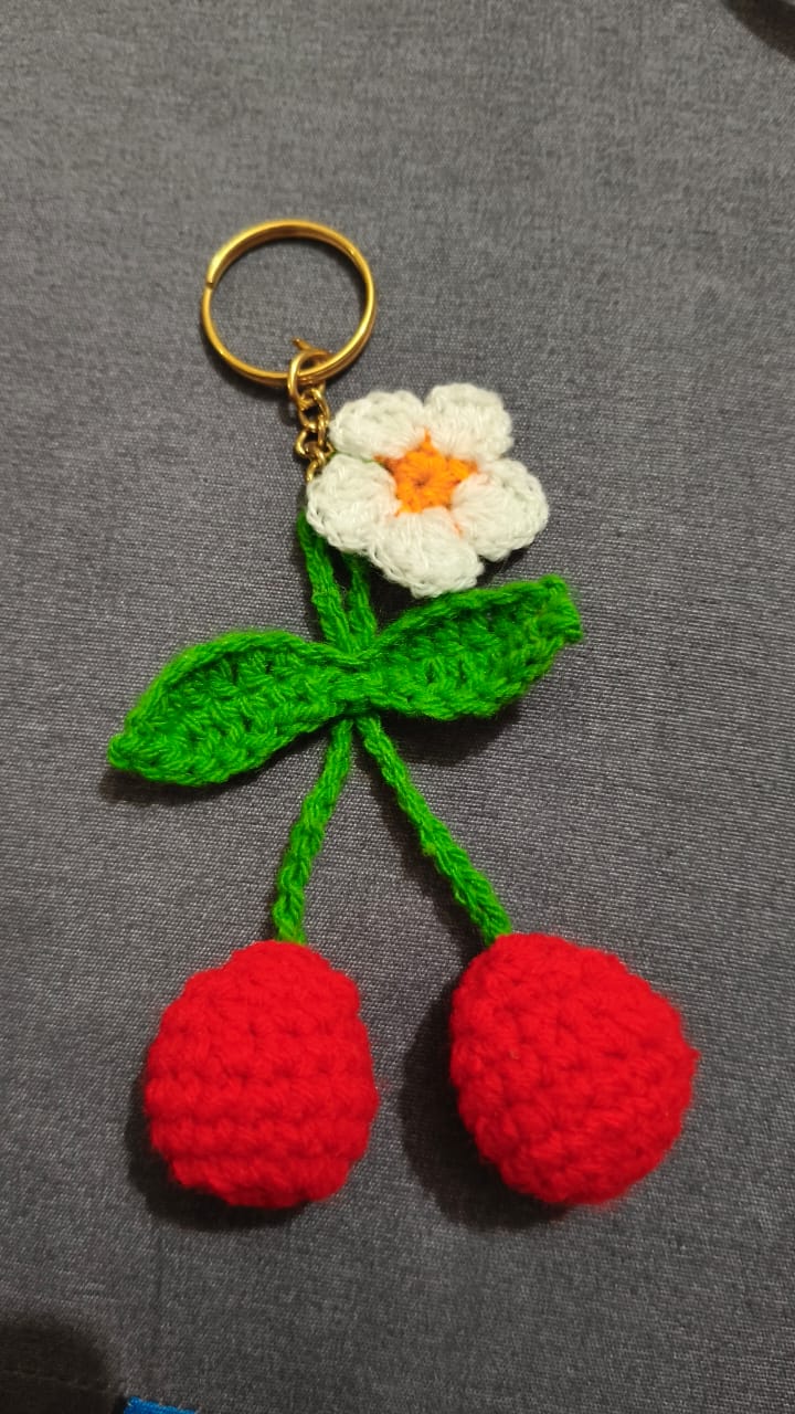Handmade cherry keychain| crochet keychain| keychain for gifting