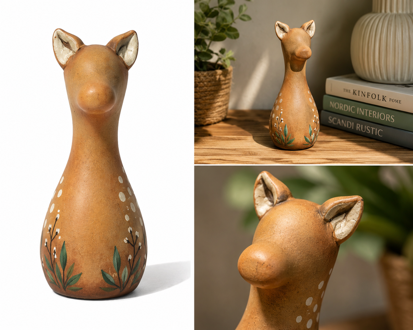 Handmade Clay Deer Showpiece | Rustic Decor Figurine | Artisan Handmade Gift