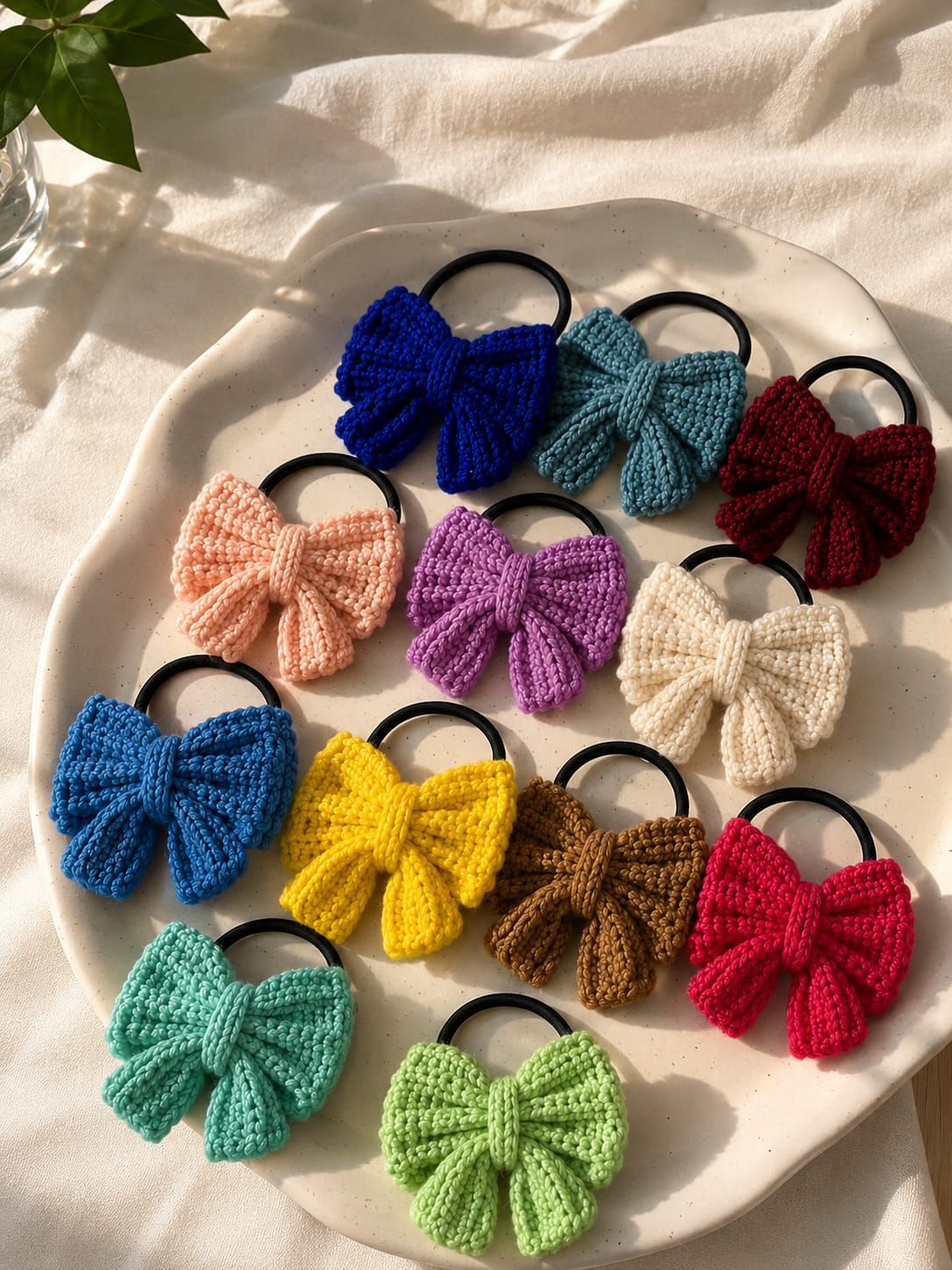 Handmade Crochet Bow Hair Tie