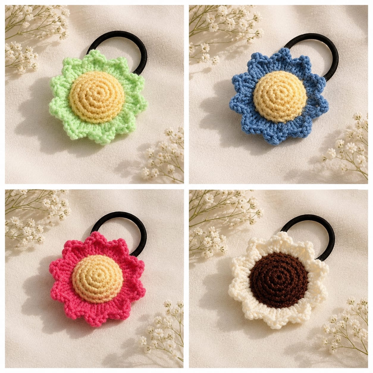Handmade Crochet Flower Hair Tie