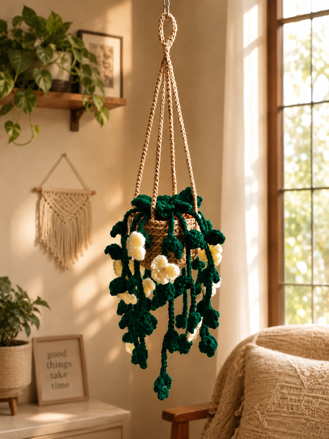 Handmade Crochet Hanging Flower Planter | Home Décor | Decorative Hanging Plant