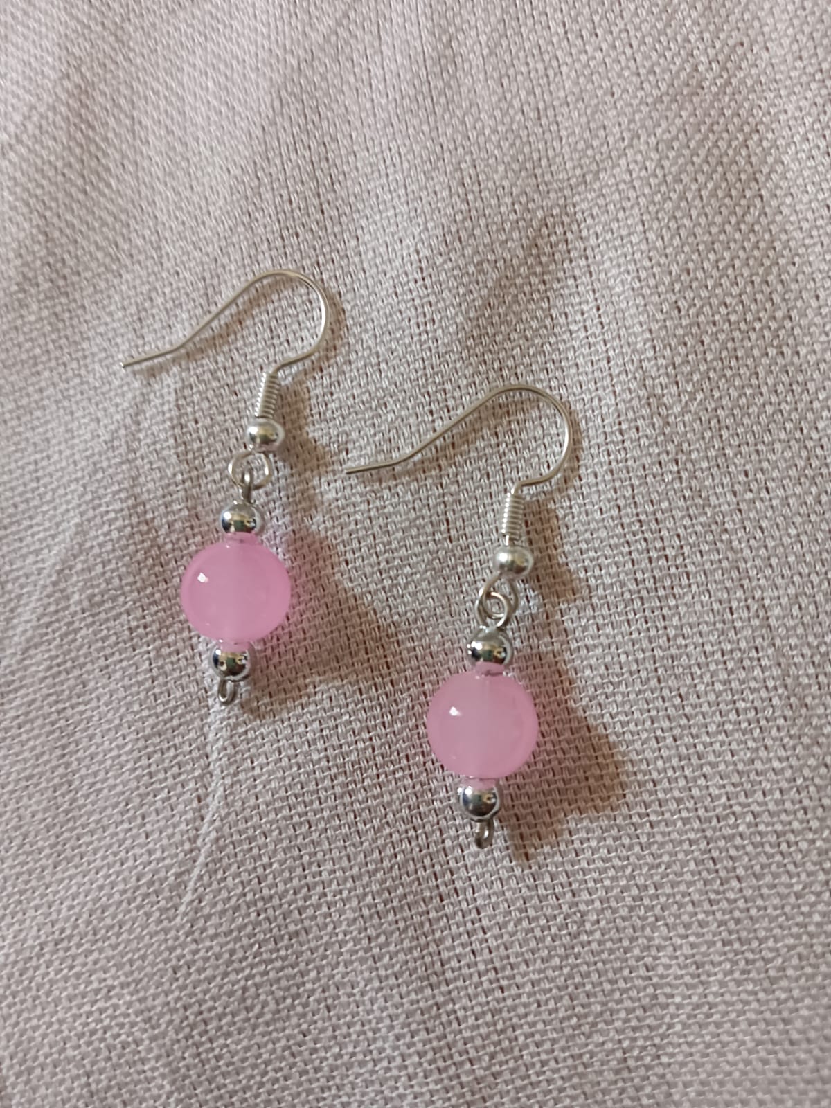 Handmade Dainty Pink Bead Dangle Earrings