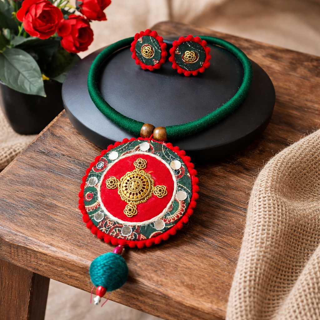 Handmade febric jewellery set