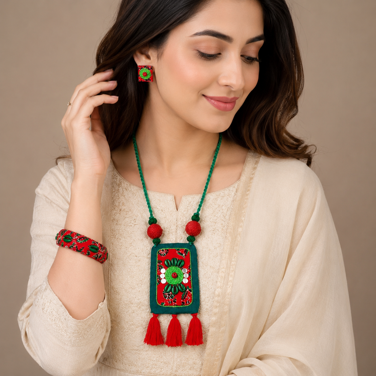 Handmade febric jewellery set