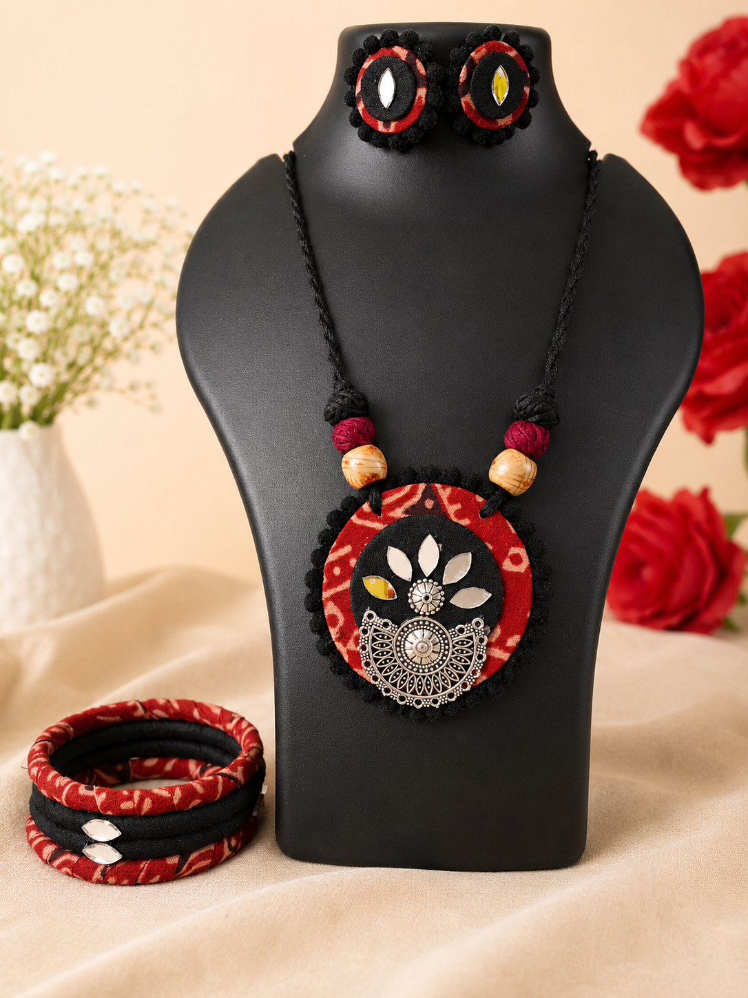 Handmade febric jewellery set