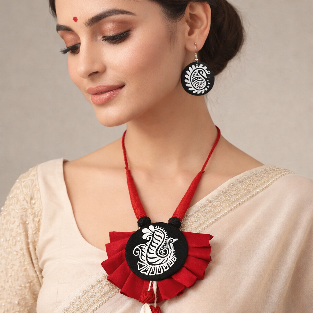 Handmade febric painted jewellery