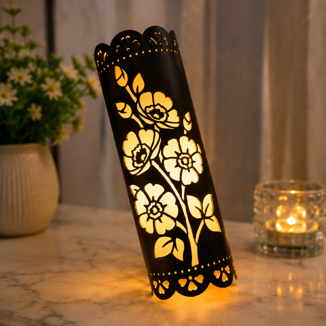 Handmade Floral PVC LED Wall Lamp – Decorative Warm White Night Light for Home Decor