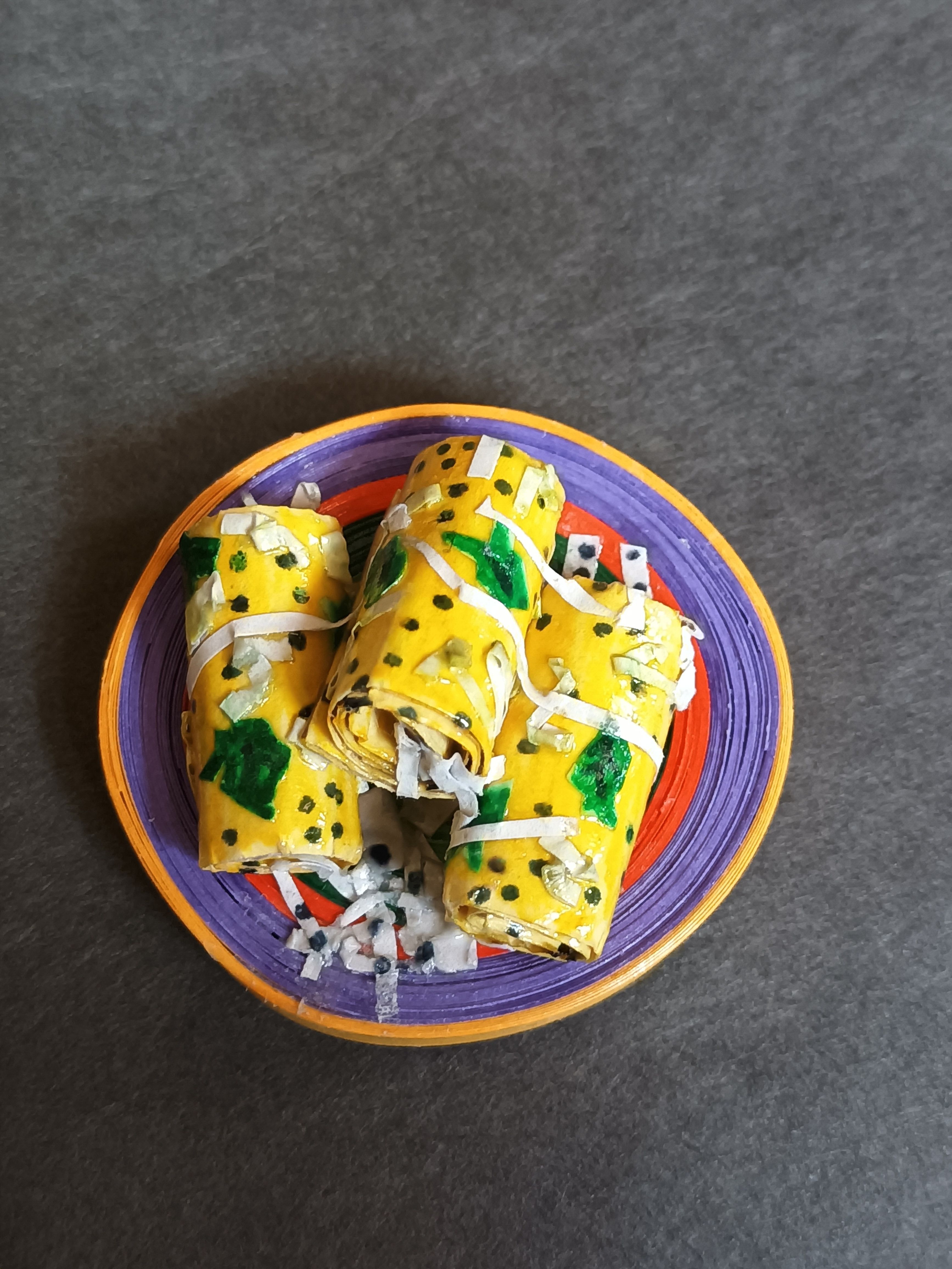 Handmade Miniature Khandvi Fridge Magnet – Gujarati Snack Collectible