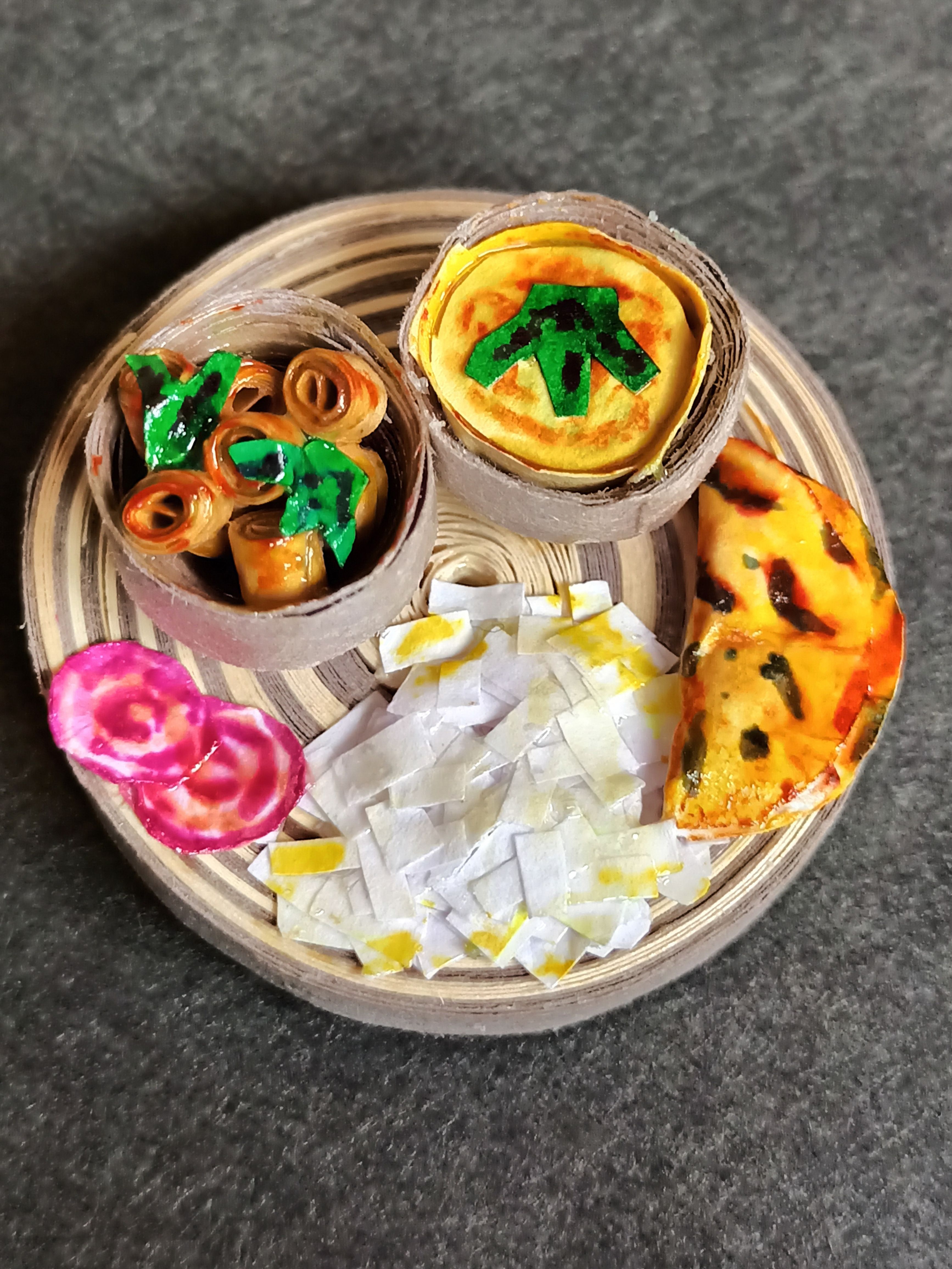 Handmade Miniature Paper Thali Fridge Magnet