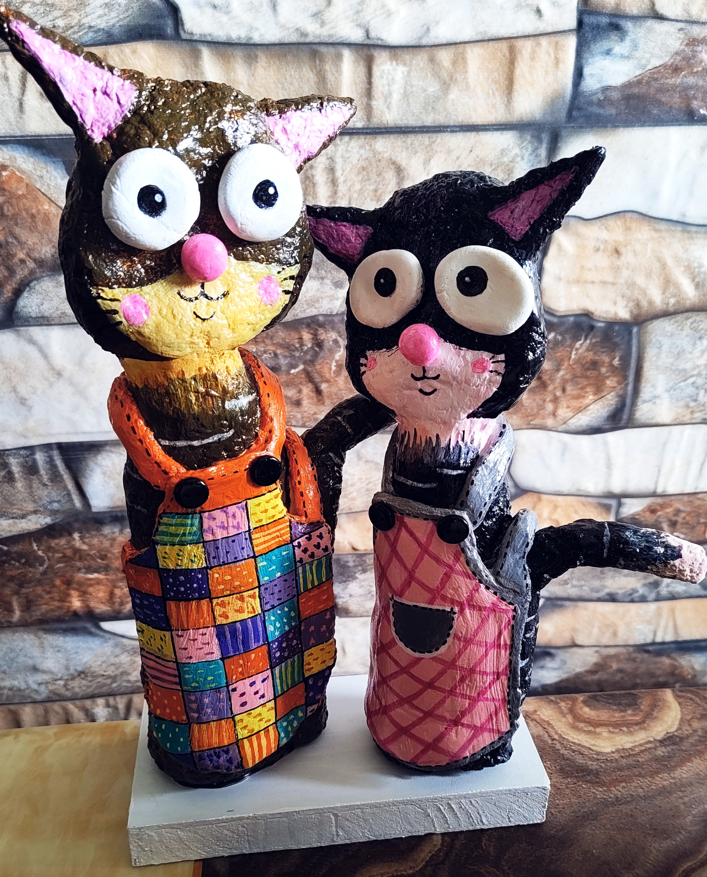Handmade Paper Mache Cats