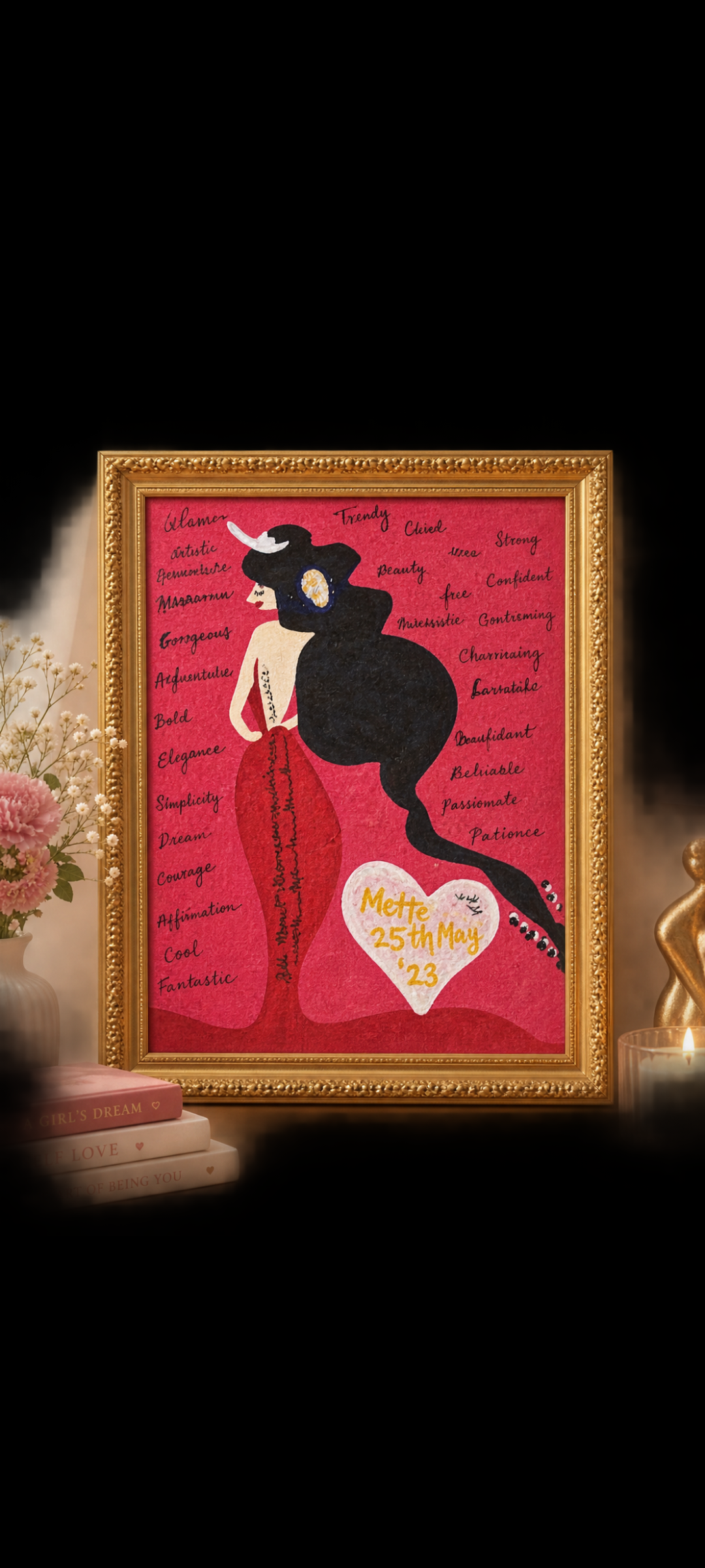 Handmade Personalized women love nonchalant Framed painting
