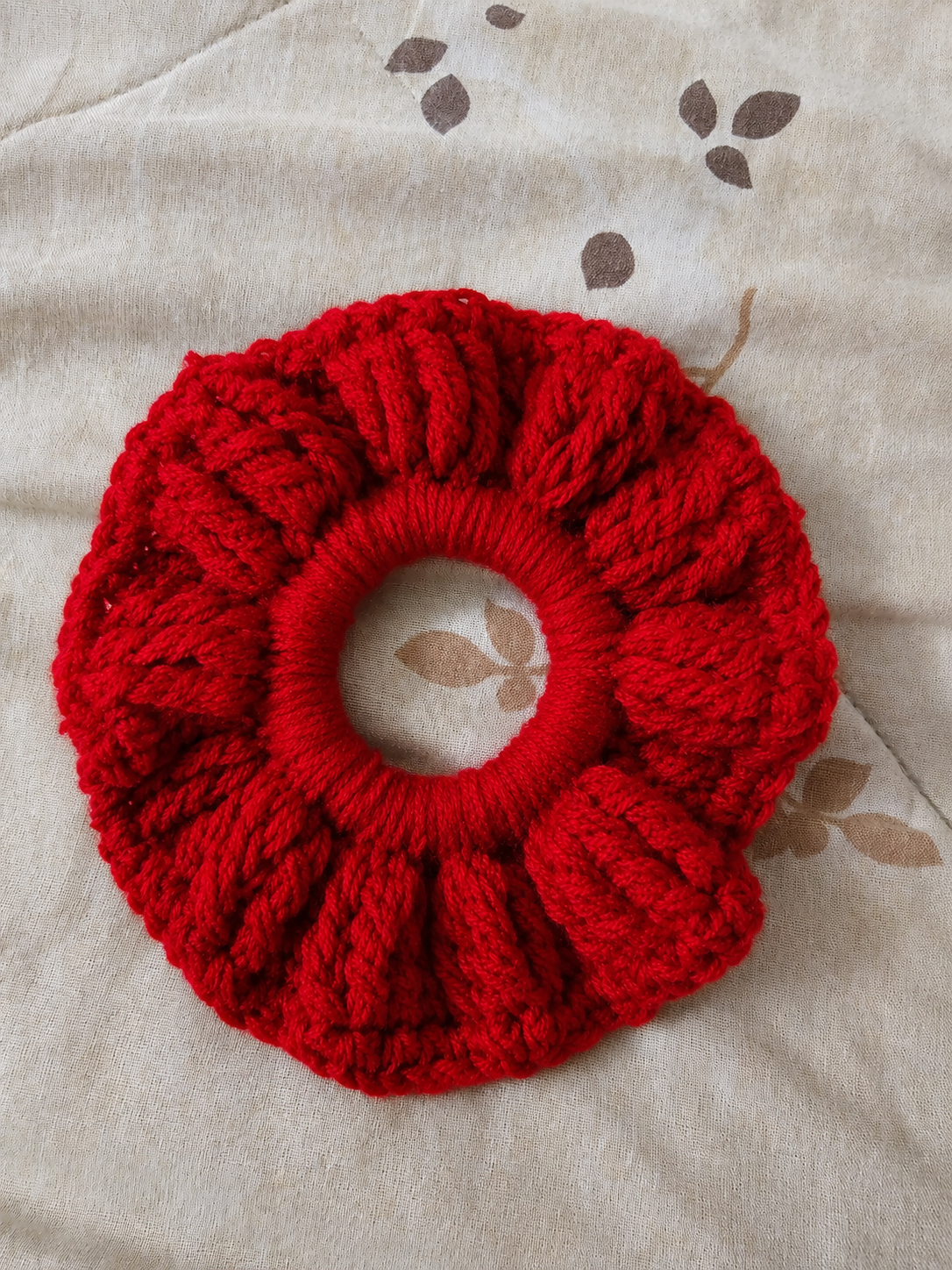 Handmade Red Crochet Scrunchie for Women & Girls | Soft Chunky Hair Tie | Premium Yarn Hair Accessory | Stylish Ponytail & Bun Scrunchie