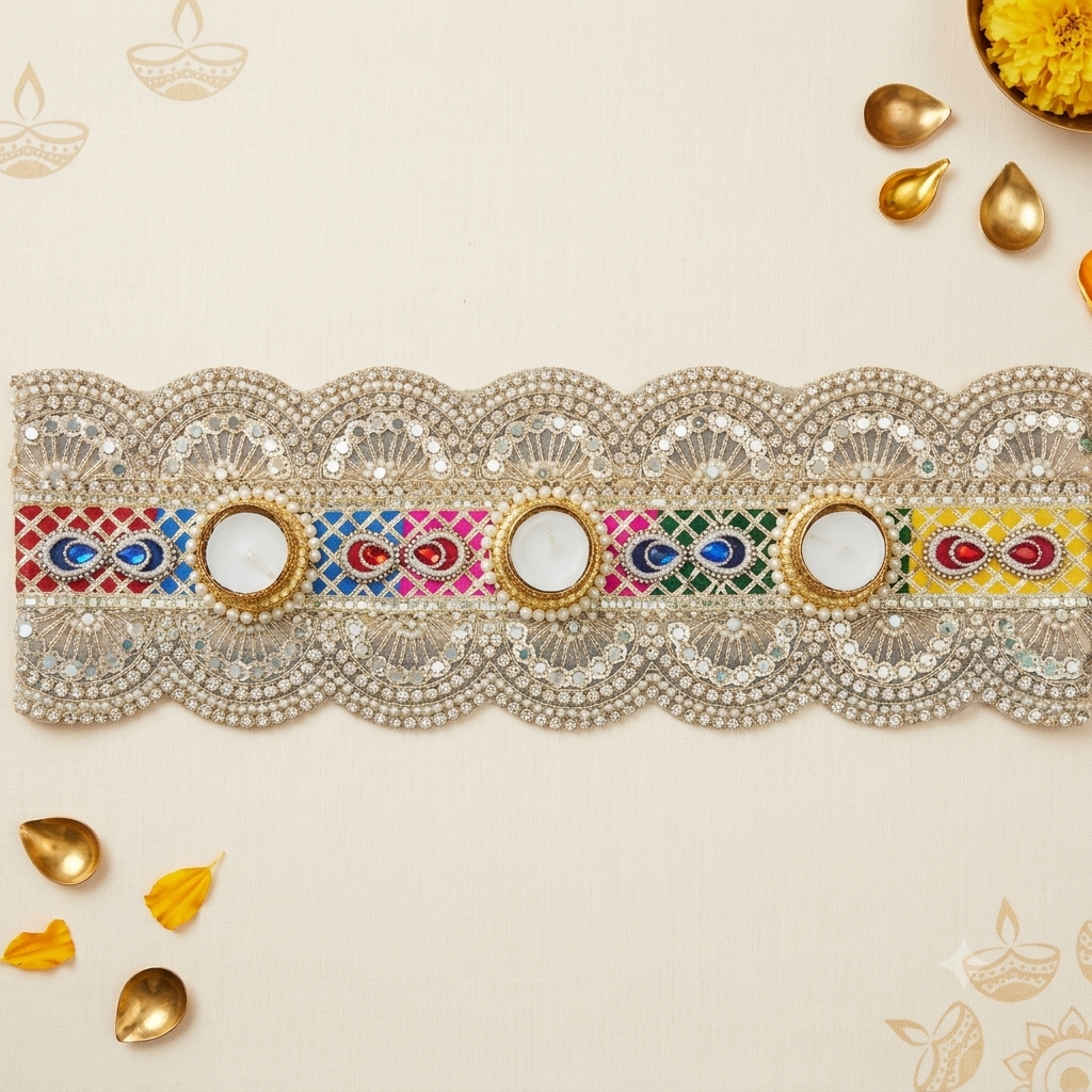 Handmade Table runner for Home decor Multicolor 51 cm