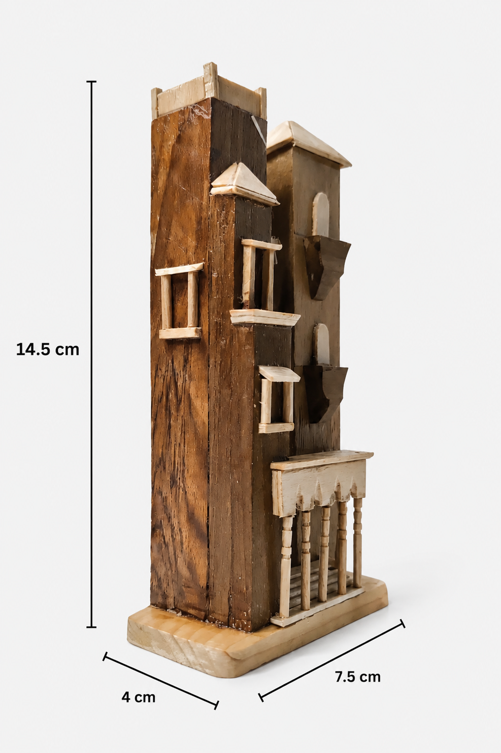 Handmade Wooden Miniature House | Rustic Vintage Building Model | Handcrafted Wooden Home Décor | Tabletop Decorative Showpiece