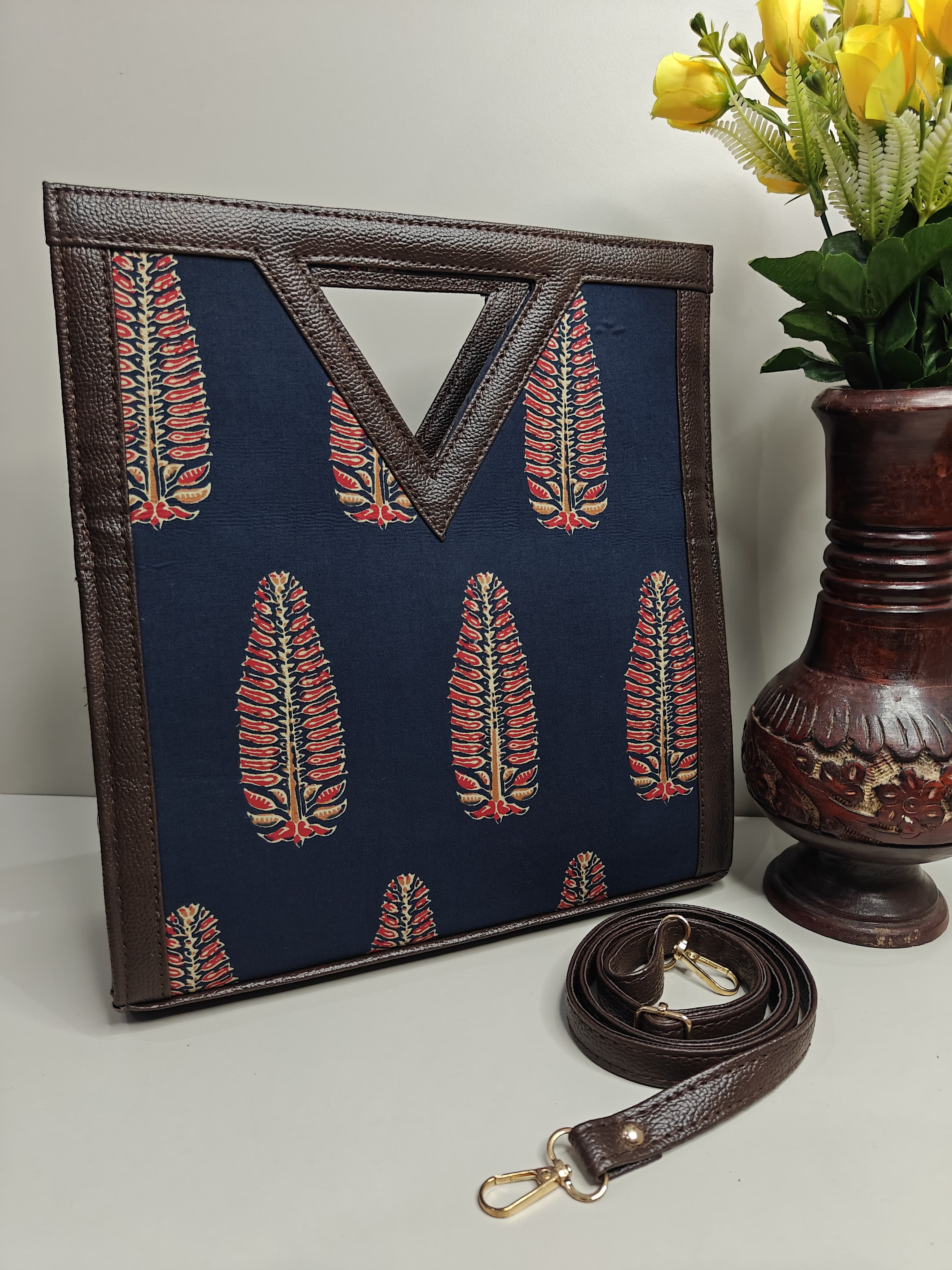 Indigo Vriksha – Handcrafted Ajrakh Structured Handbag