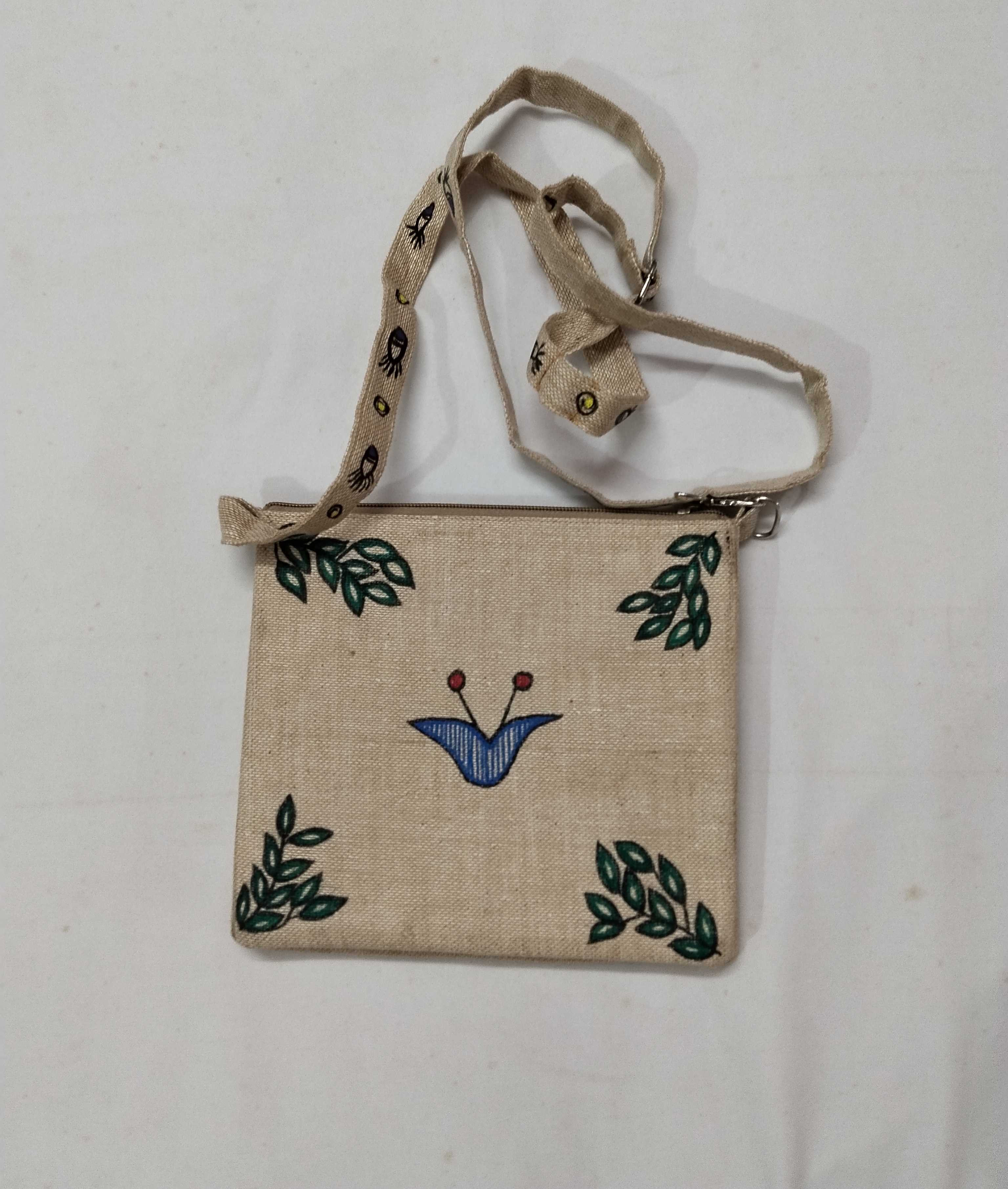 “Heritage Threads: Handcrafted Madhubani Art Jute Sling Bag”