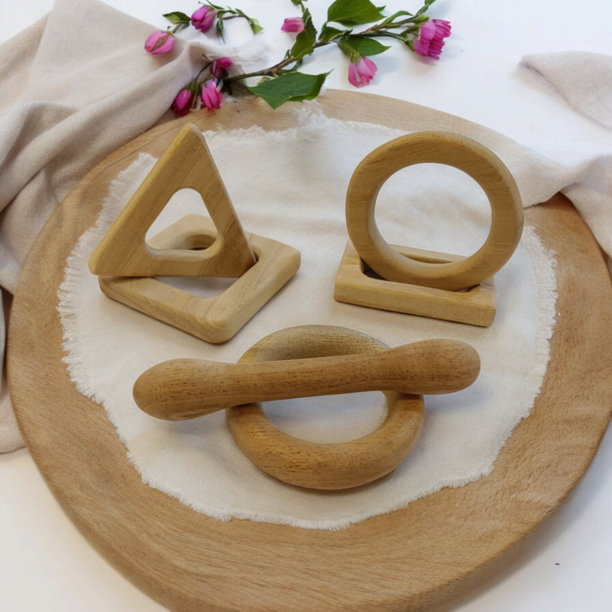 Neem Wooden Math Symbol Teether Set | Learn While Teething | Natural & Safe Baby Toys India