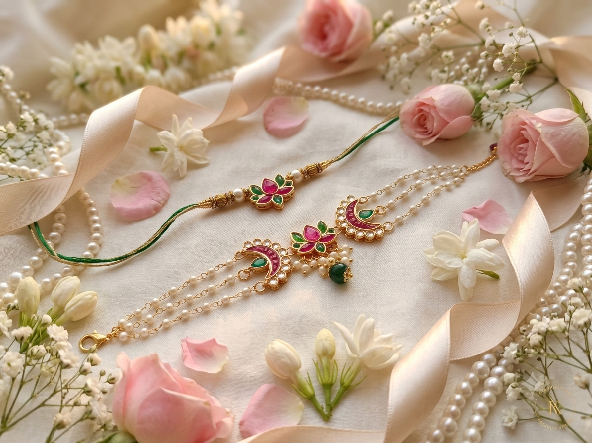 Lotus Grace Bhai-Bhabhi Rakhi Set