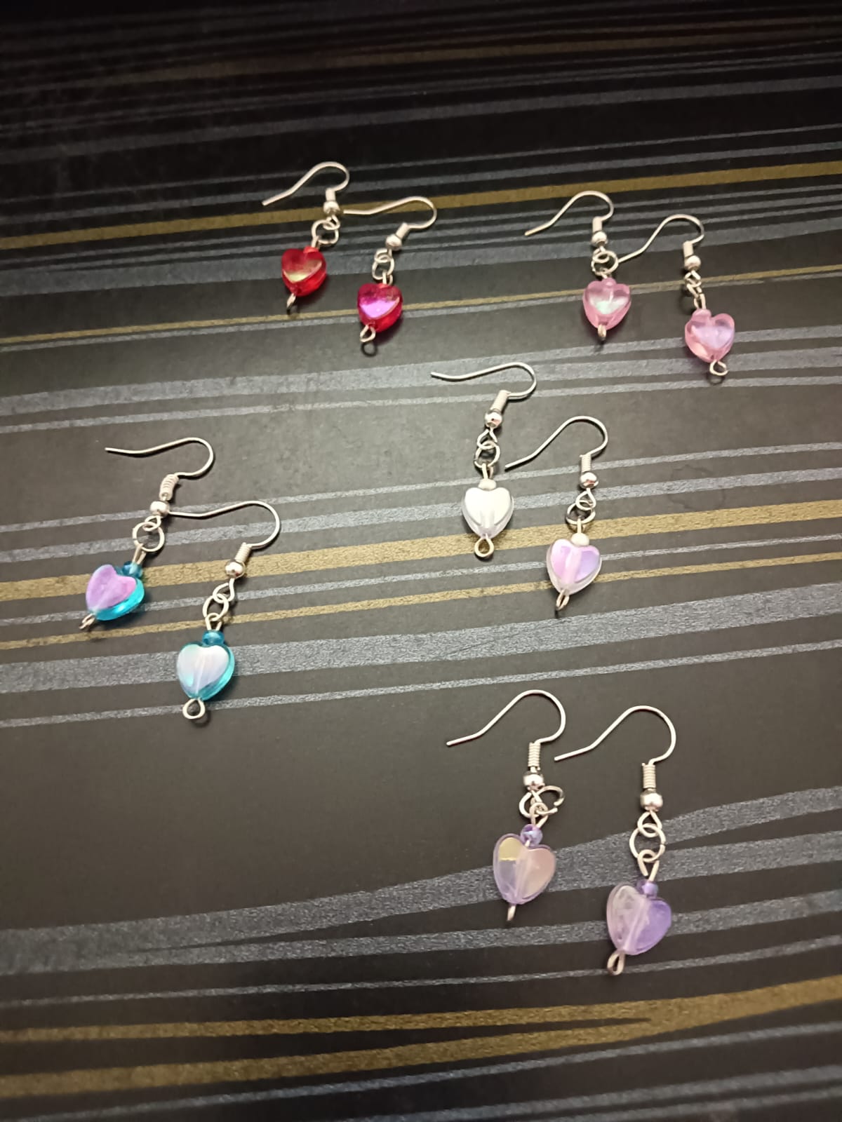 Minimalist Iridescent Glass Heart Earrings