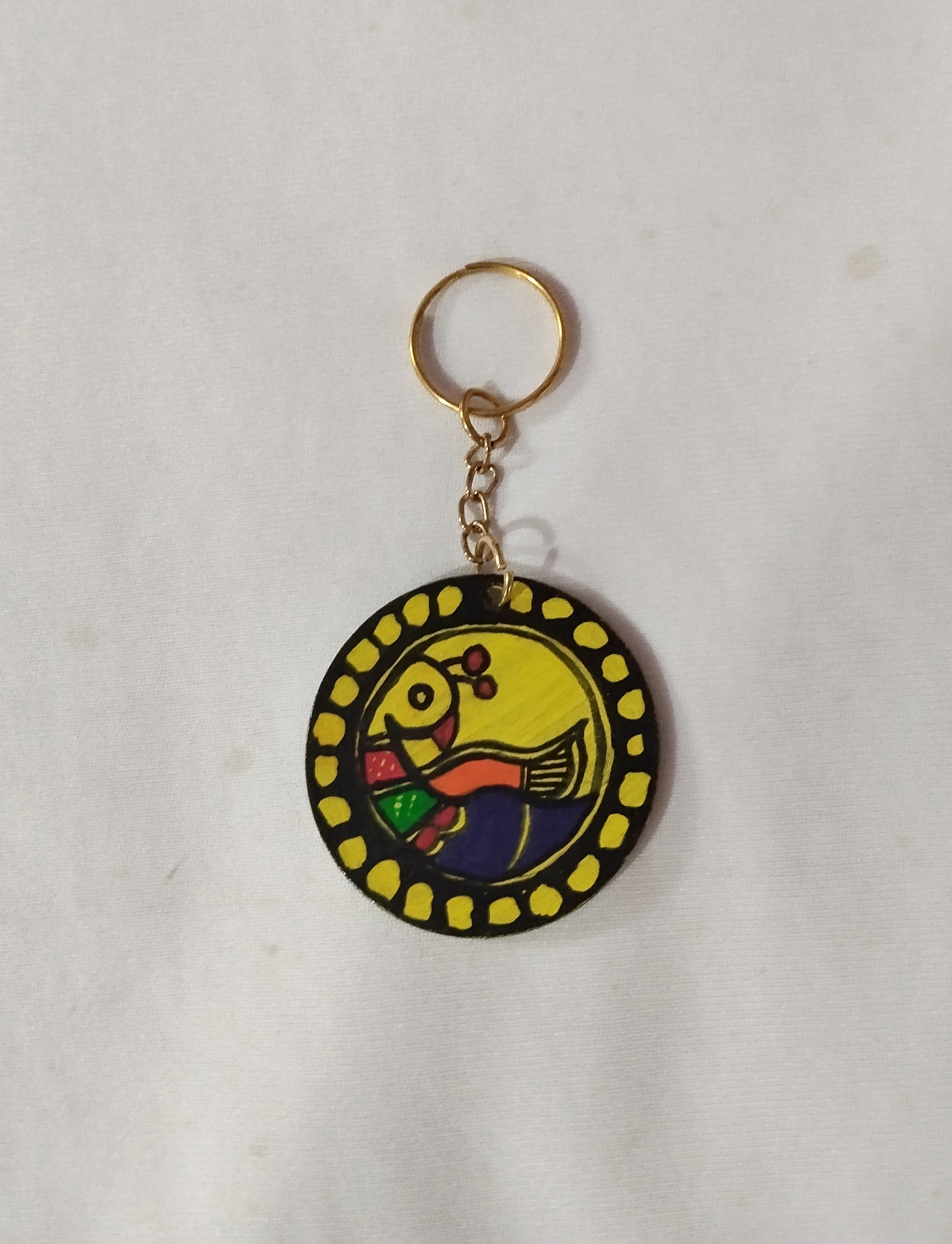 mithila Charm – Handmade Madhubani MDF Key Ring