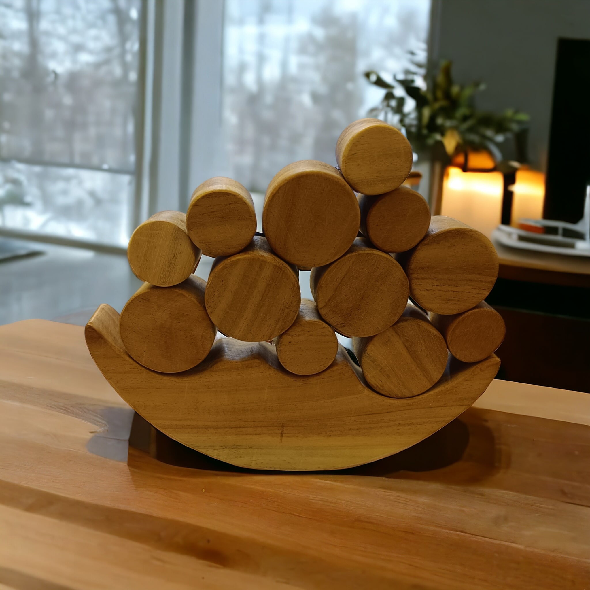 Neem Wooden Balancing Moon Toy – Montessori Stacking Toy for Kids