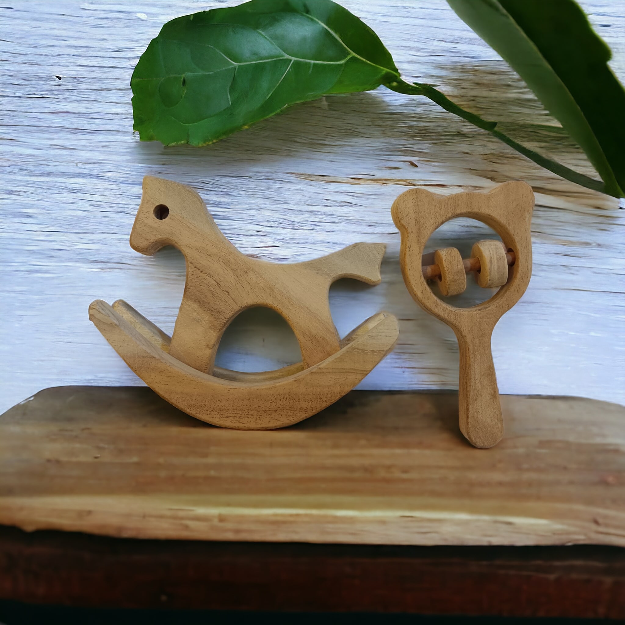 Neem Wooden Mickey Head Baby Rattle | Natural Teether Toy for Babies (0–3 Years)