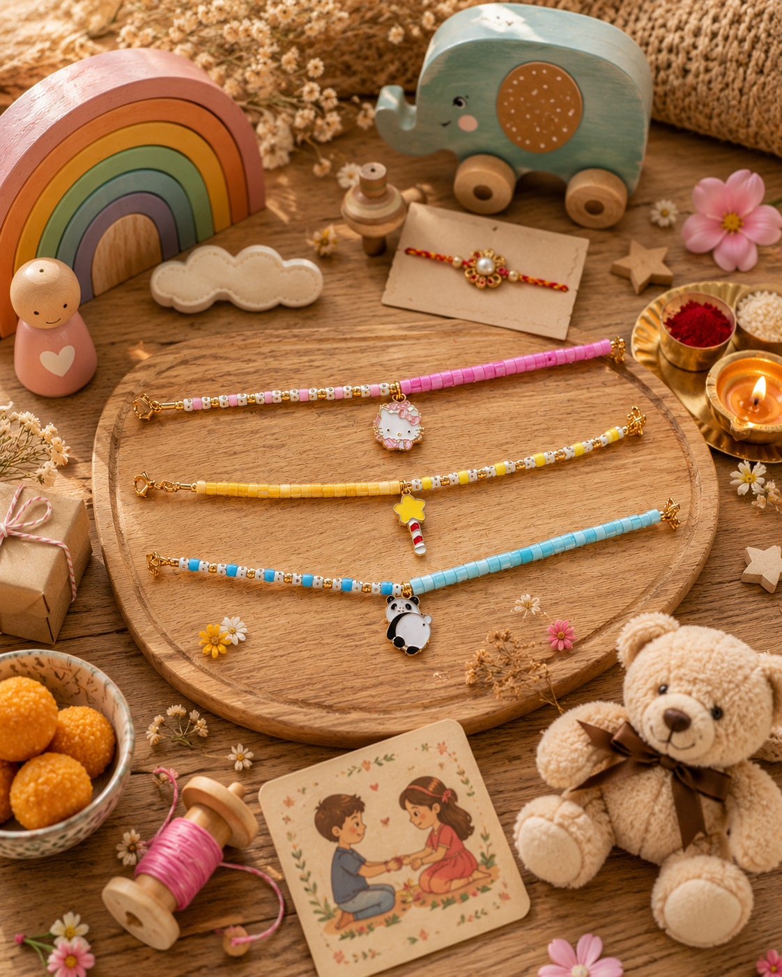Pastel Charm Kids Bracelet Rakhi