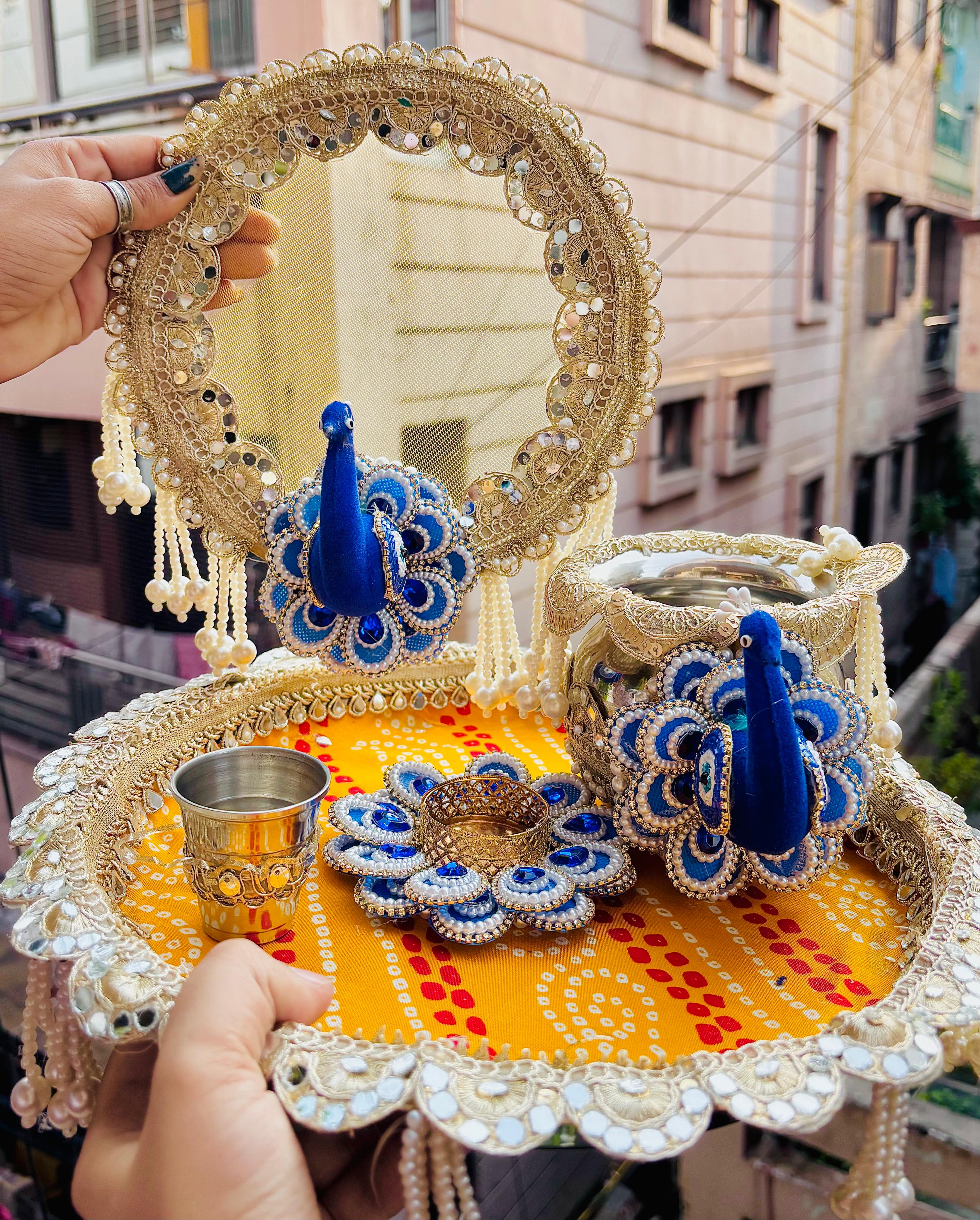Peacock Designer Pooja Thali Set