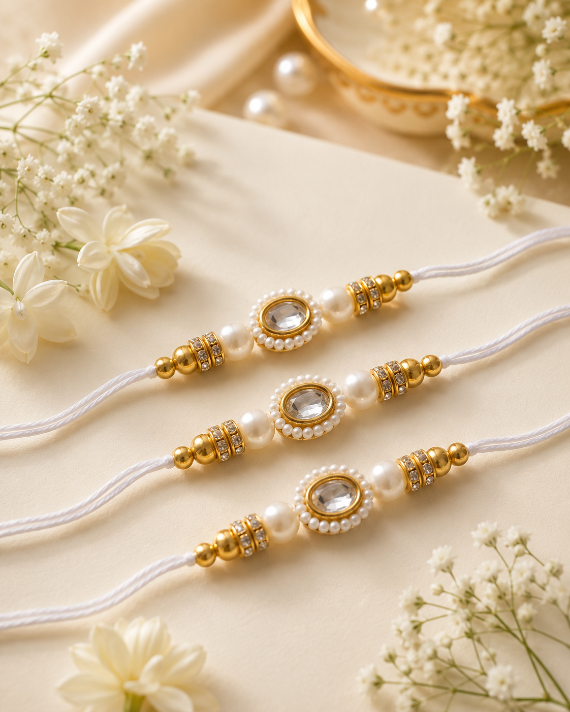 Pearl Elegance oval rakhi