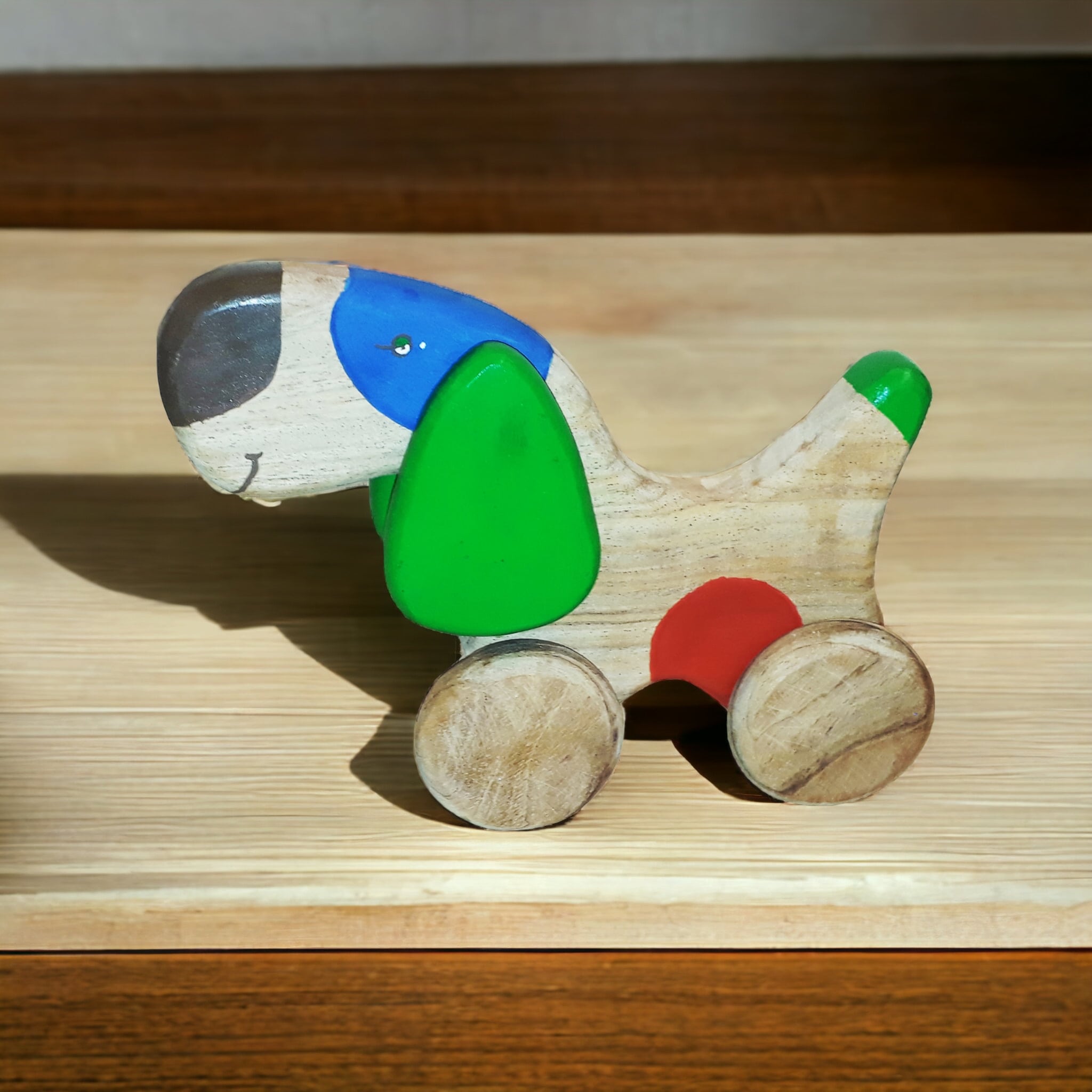 Neem Wooden Pull Along Dog Toy for Toddlers | Natural Walking & Activity Toy