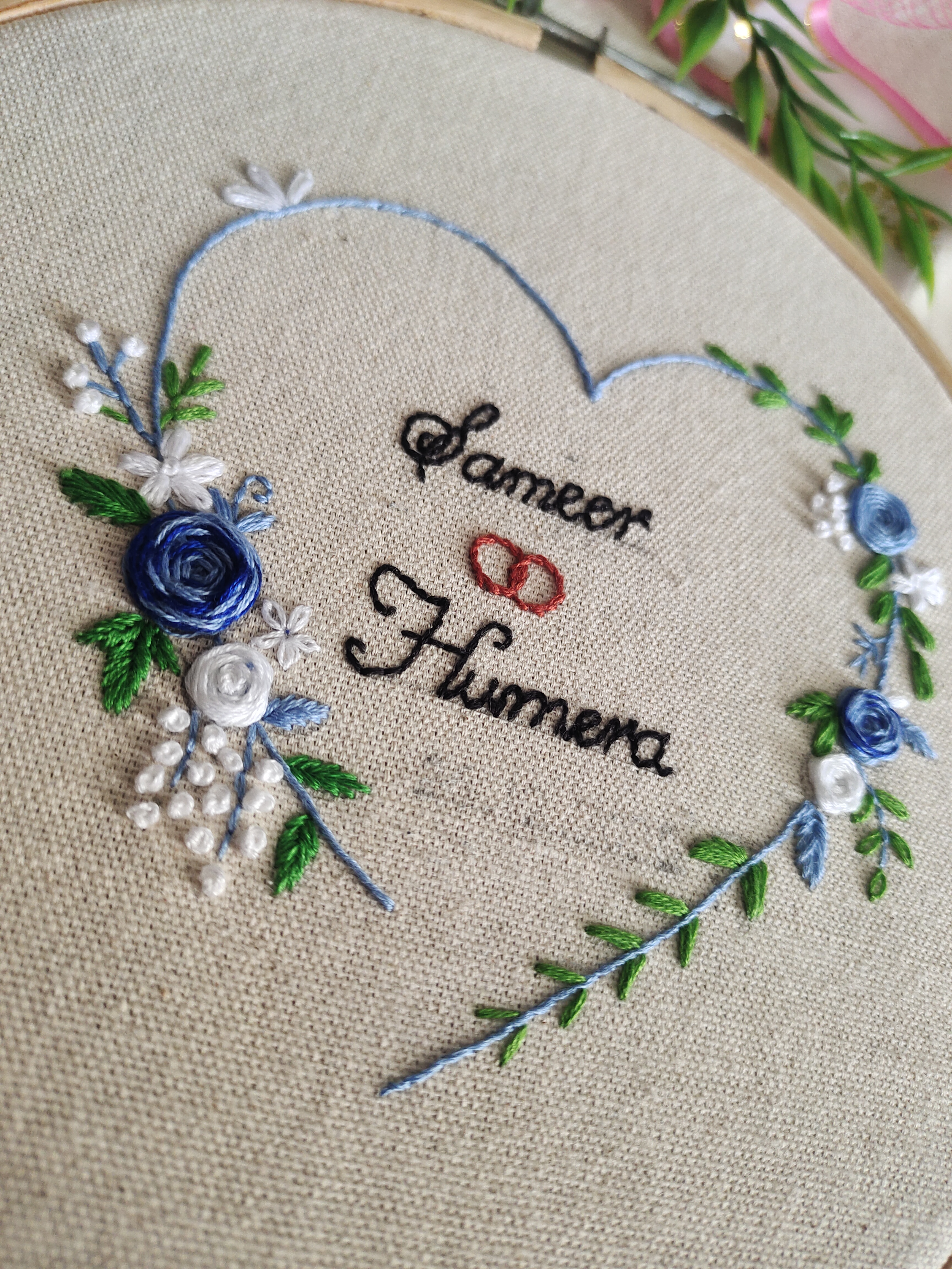 Personalized Couple Embroidery Hoop Art | Custom Wedding & Anniversary Gift
