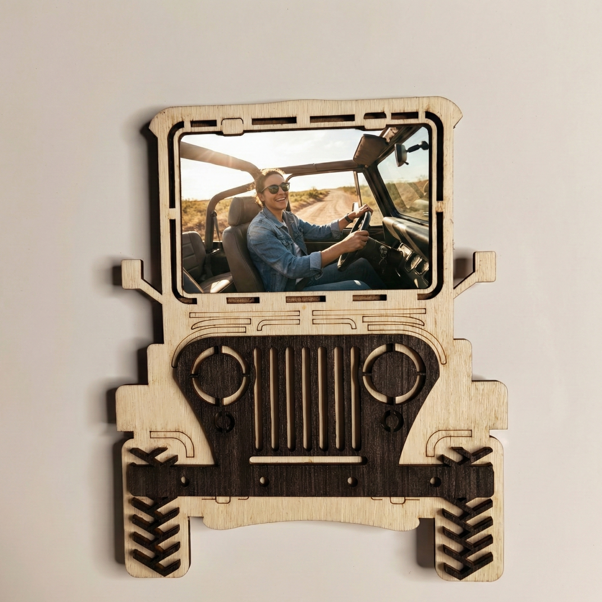 Personalized Jeep Theme Wooden Fridge Portrait Magnet