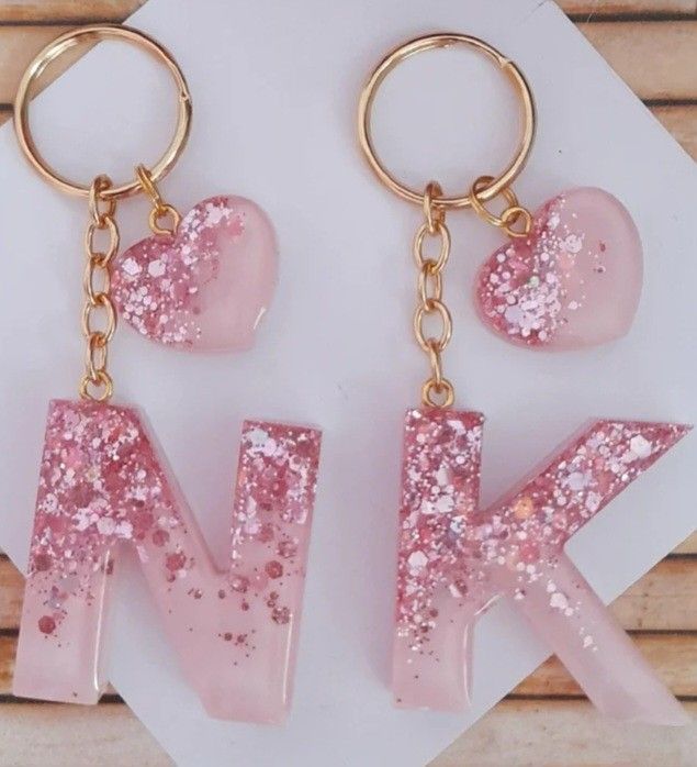 Personalized Ombre Resin Initial Keychains
