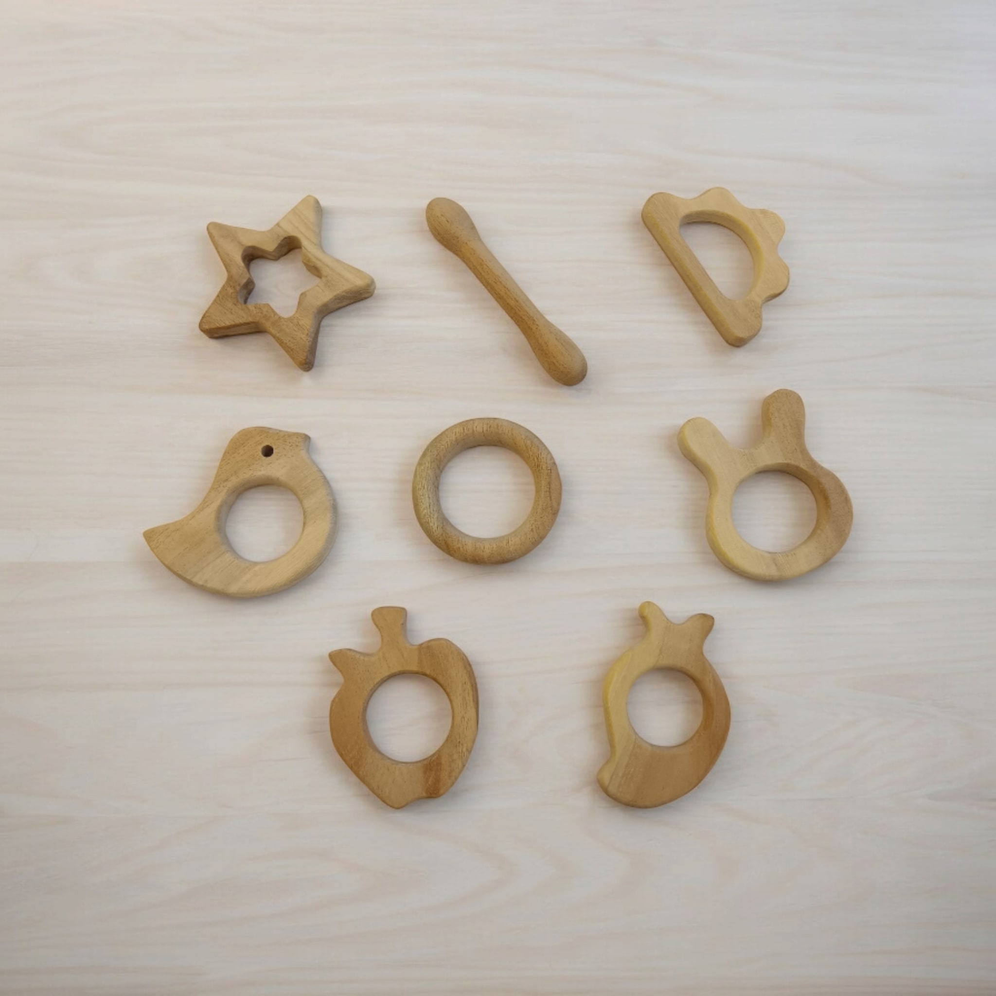 Pure Neem Wood Baby Teethers Smooth Finish Round Edges | Natural Wooden Teething Toys India