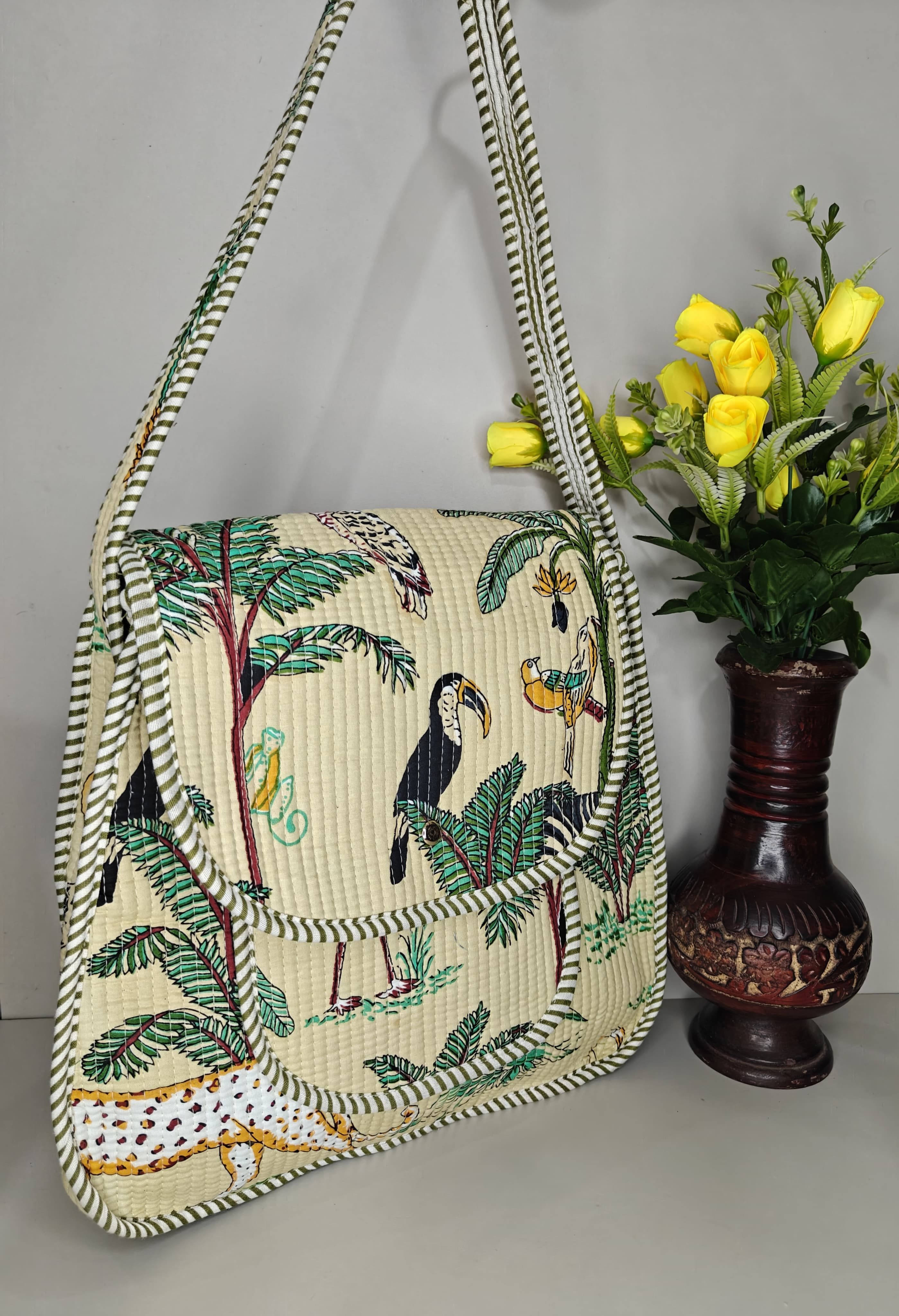 Quilted Printed Sling Bag
