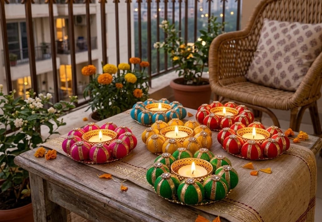 Royal Fabric Diya Holder Set