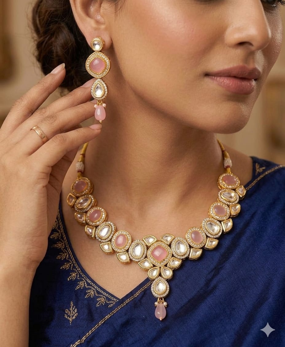 Royal Kundan & Monalisa Stone Necklace Set