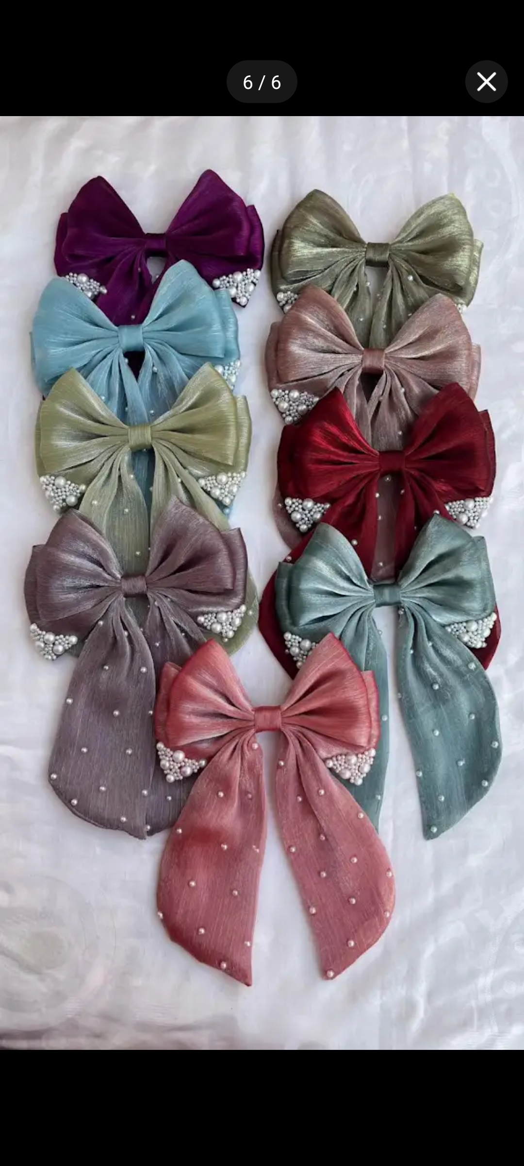 Trending Hair Bows with Tail – Set of 2 | Pearl-Embellished | Random Colours