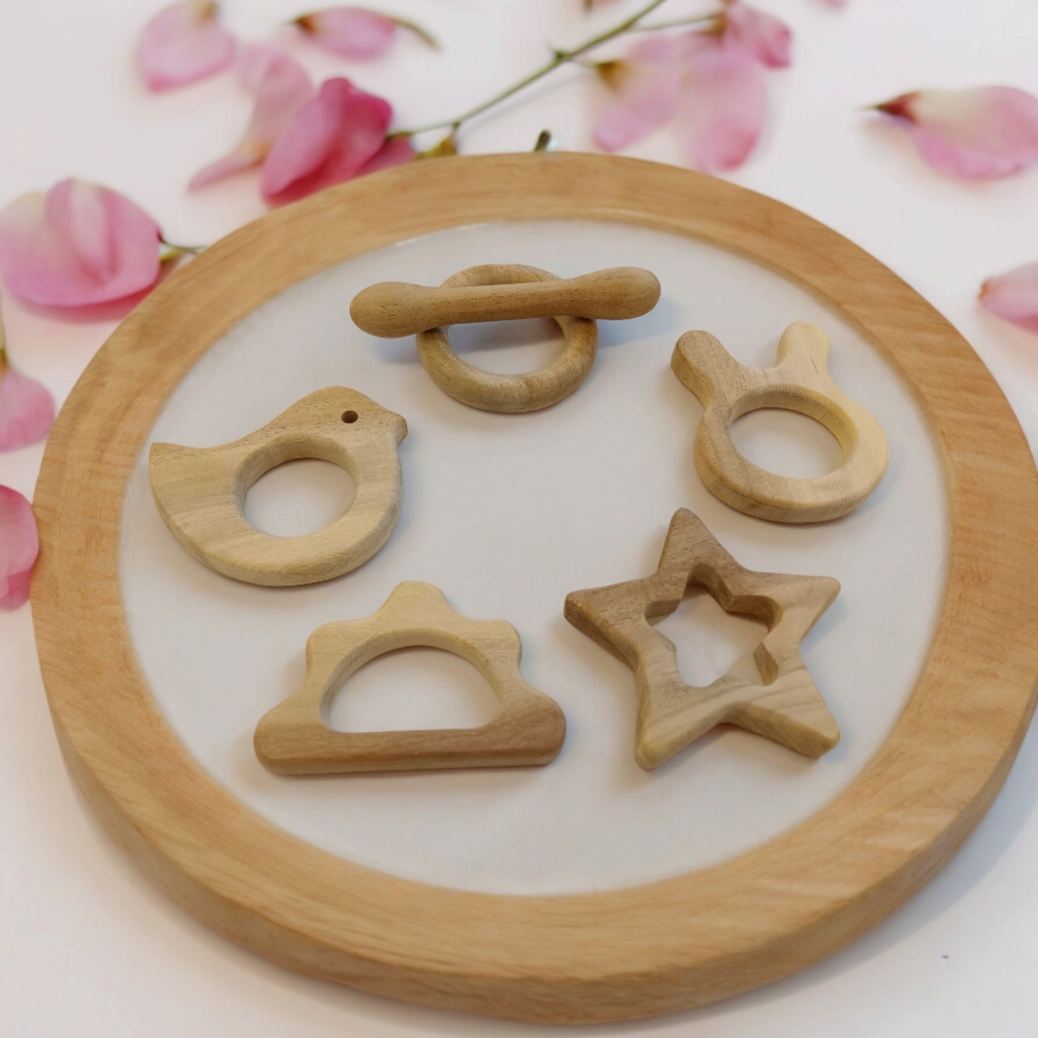 Pure Neem Wood Baby Teether Set | Non-Toxic & Chemical-Free Teething Toys for 0–3 Years India