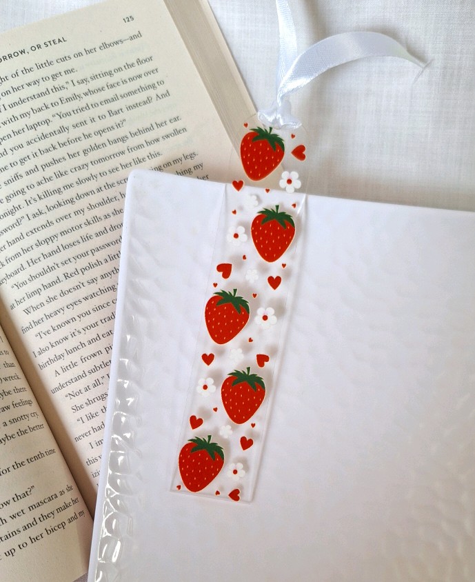 Strawberry bookmark | cute bookmarks for readers | transparent bookmarks