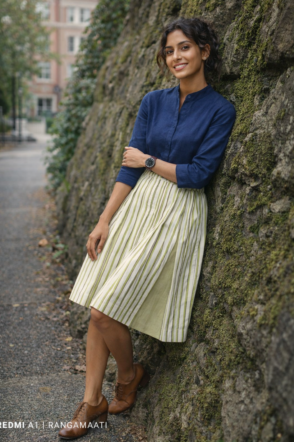 TEMPEST - Solid and Contrast Striped Pleated Summer Alpine Skirt .